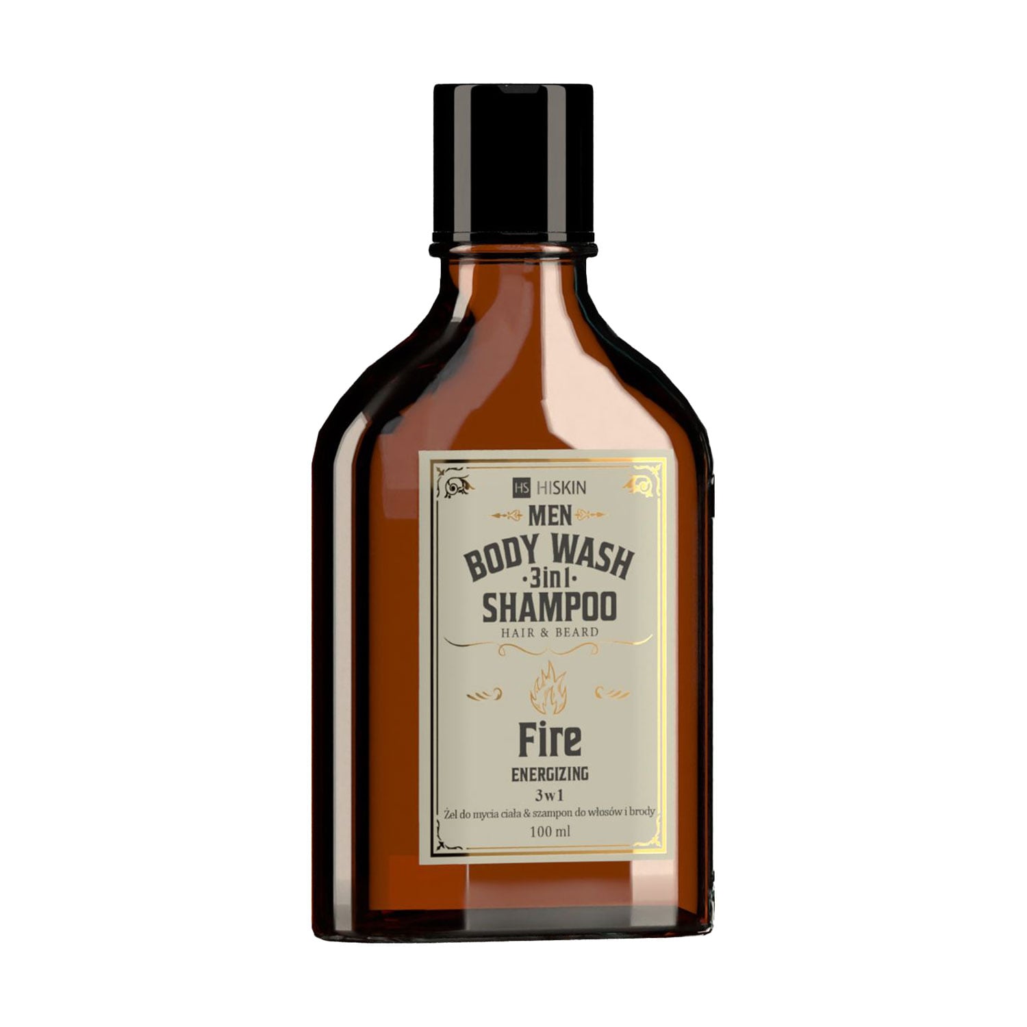 Чоловічий гель-шампунь для миття тіла, волосся та бороди HiSkin Fire Men Body Wash Gel And Shampoo, 100 мл